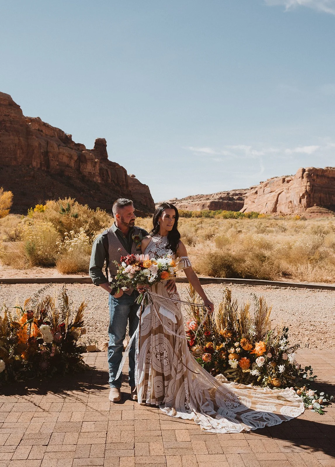 Brittany and Brandan Moab elopement floral design
