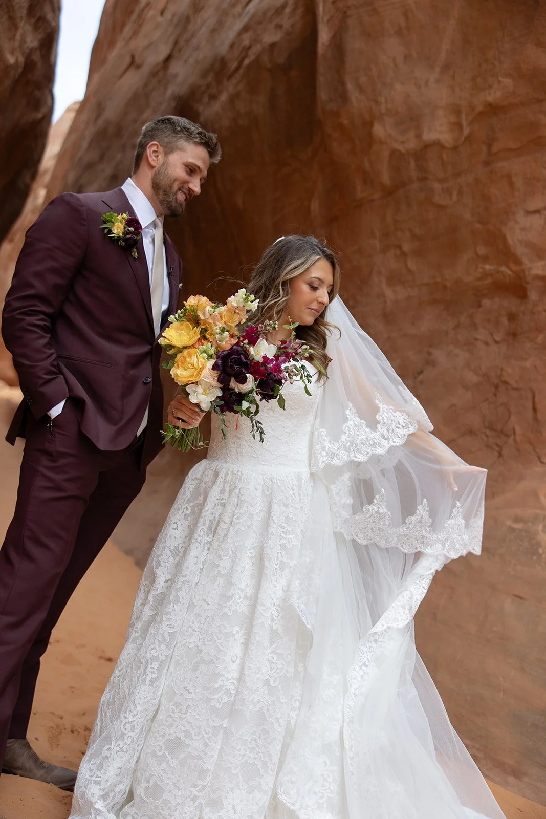 Carley and Ganan national park elopement flowers by Tangled Sage