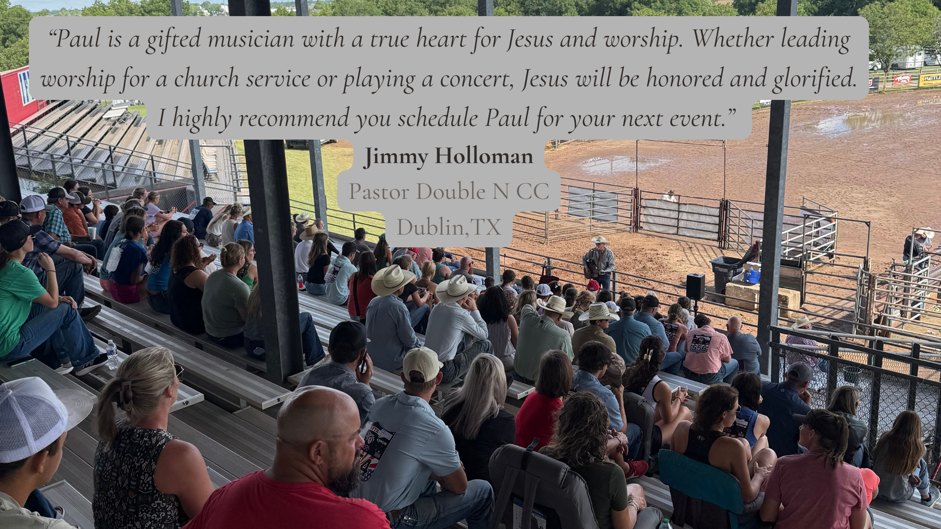 Testimonial for Paul Staggs from Jimmy Holloman, Pastor of Double N Cowboy Church