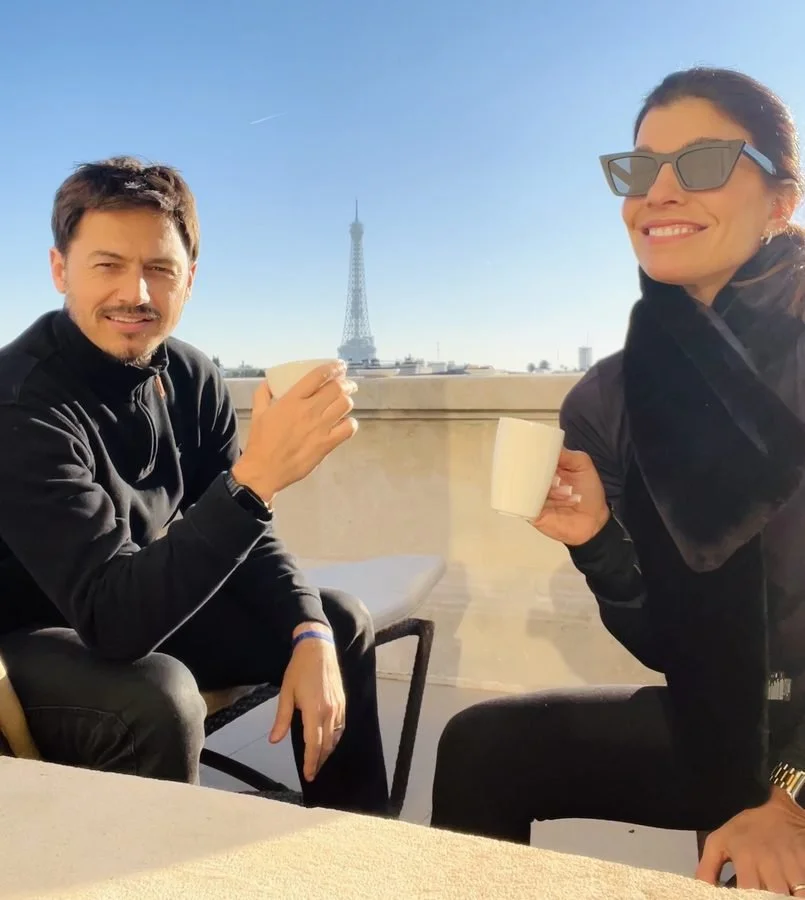 Morning coffee on the Raphael terrace with the Eiffel Tower