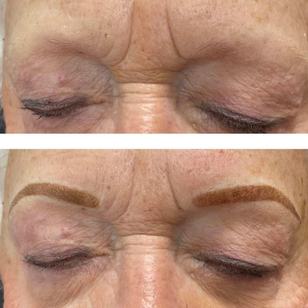 Powder brows before and after