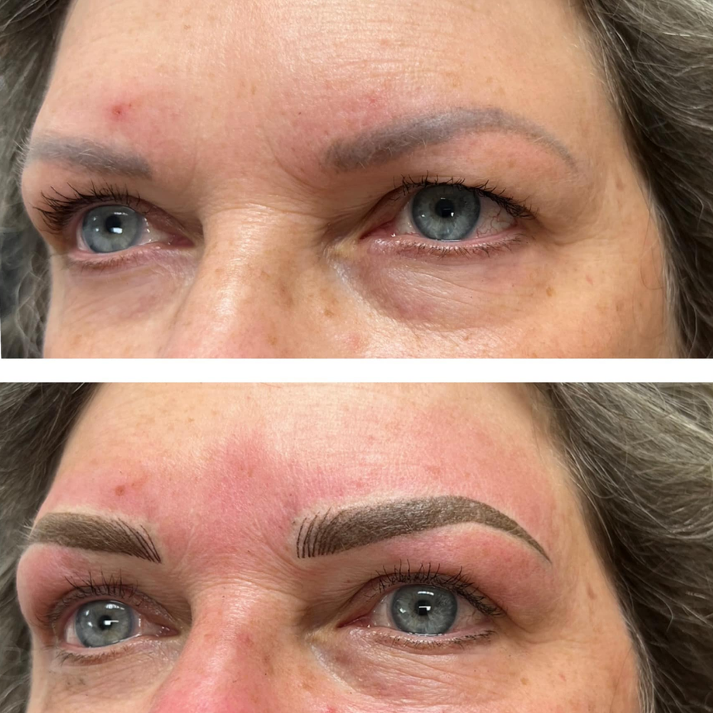 Combination eyebrows before and after