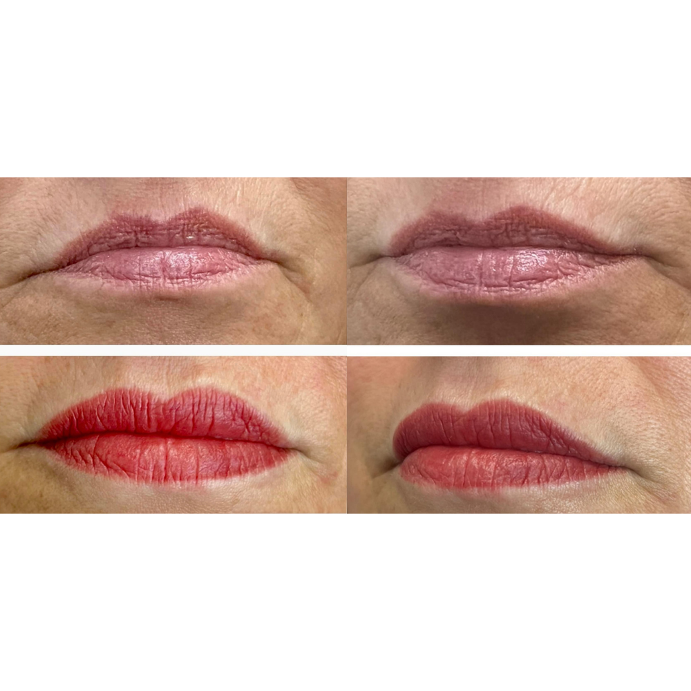 Lip blushing permanent makeup results