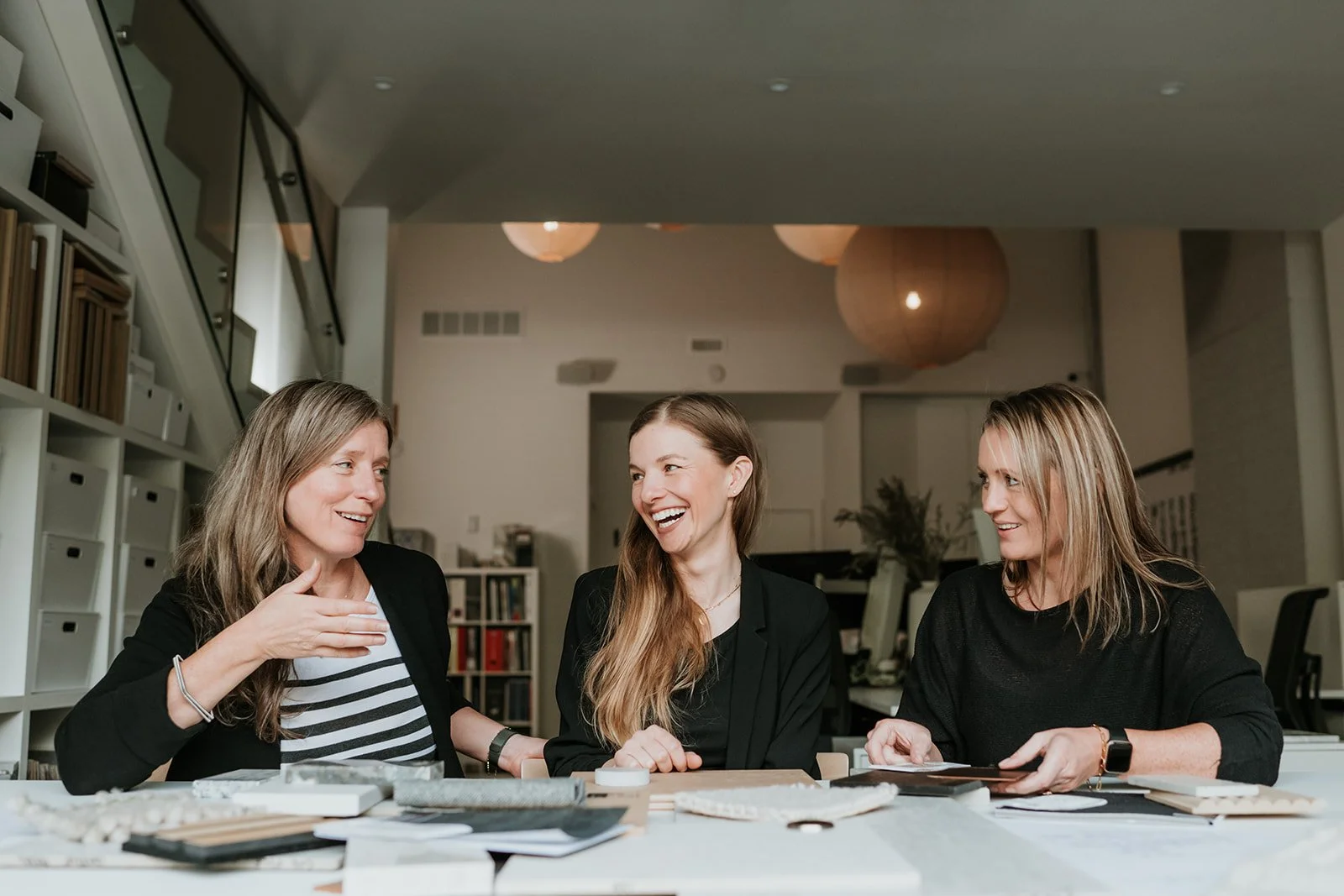 The LRD Studio team. Lauren Ritz with her associate designers and operations manager. Squamish, BC. Photography by Darby Magill.