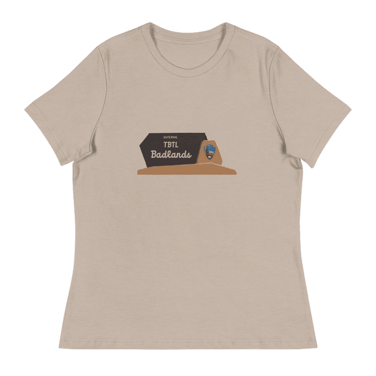 A TBTL Badlands women's cut T-shirt in heather stone. 
