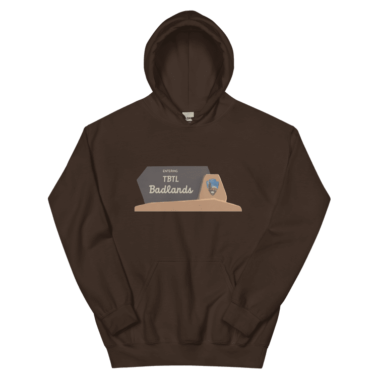 A TBTL Badlands hoodie in dark chocolate. 