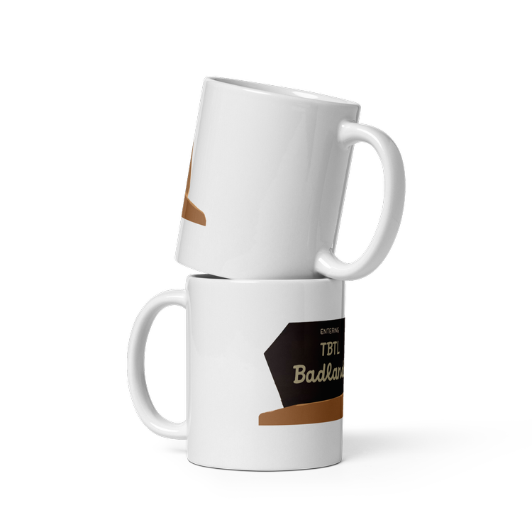 A TBTL Badlands coffee mug. 