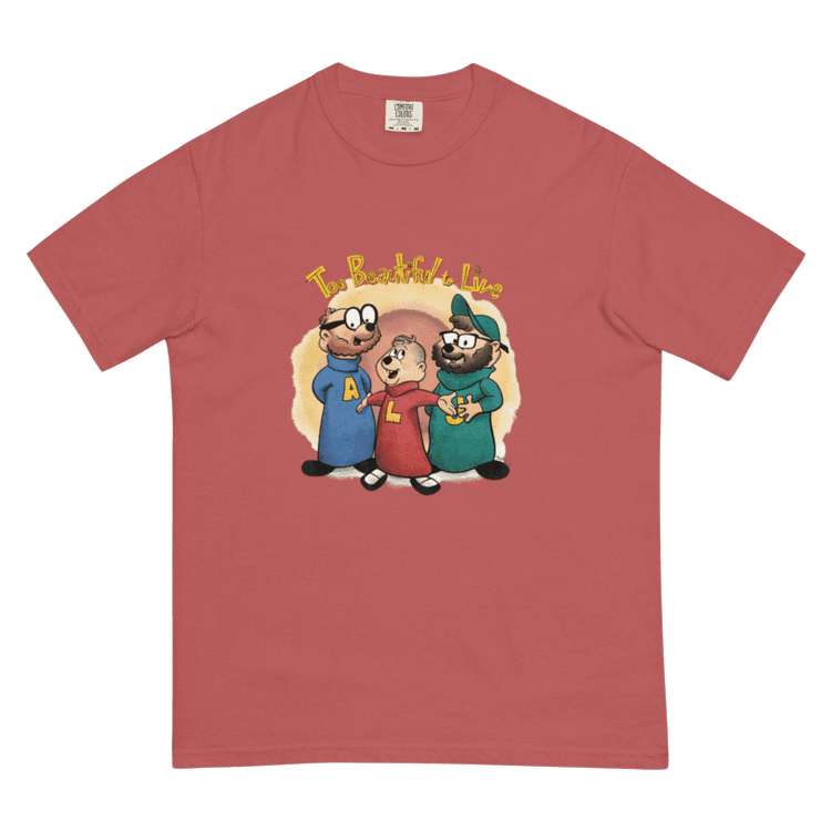 A TBTL Chipmunks unisex T-shirt in crimson.. 