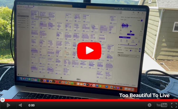 YouTube still image of Luke's laptop computer with an audio program open