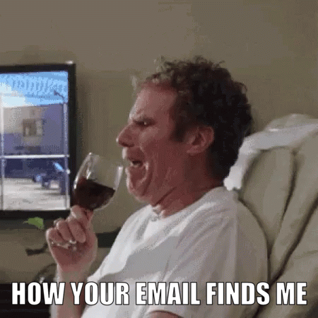 Animated gif of Will Farrell in a white t-shirt drinking wine and sobbing and spilling the wine all over. I don't know what movie this is from. 