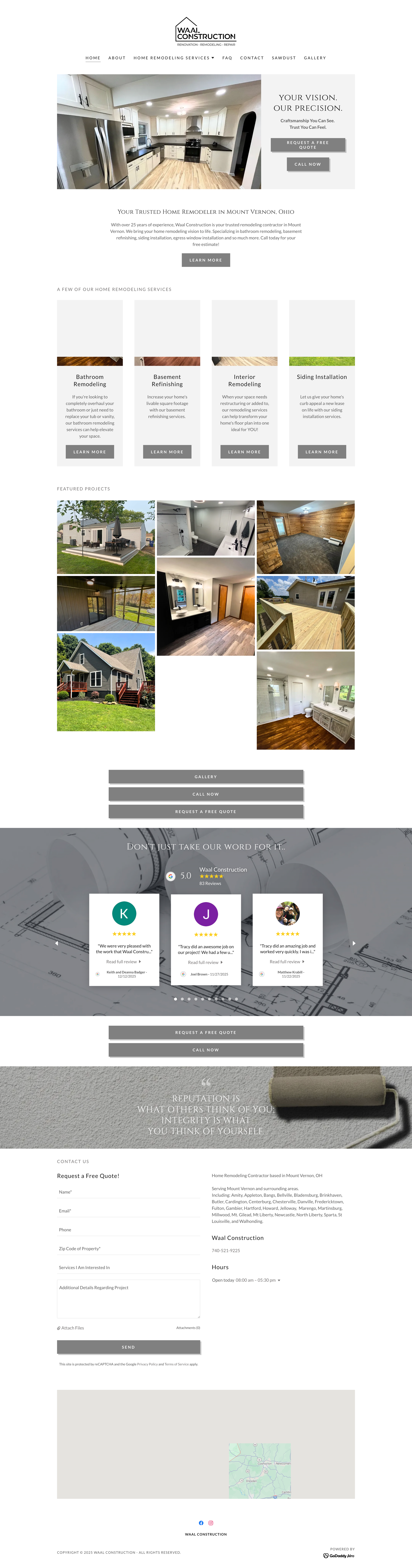 WAAL Construction desktop website preview
