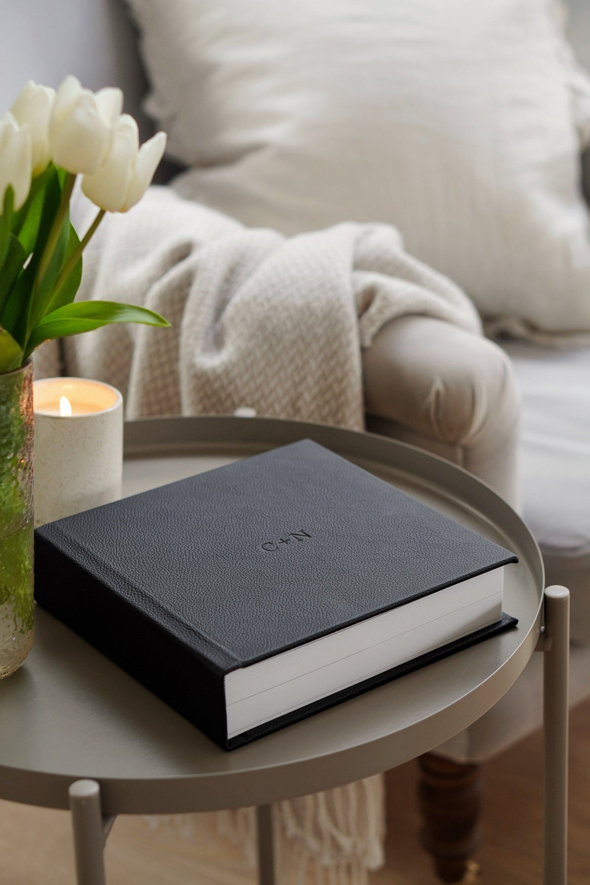 Henley Albums — suede album flat lay