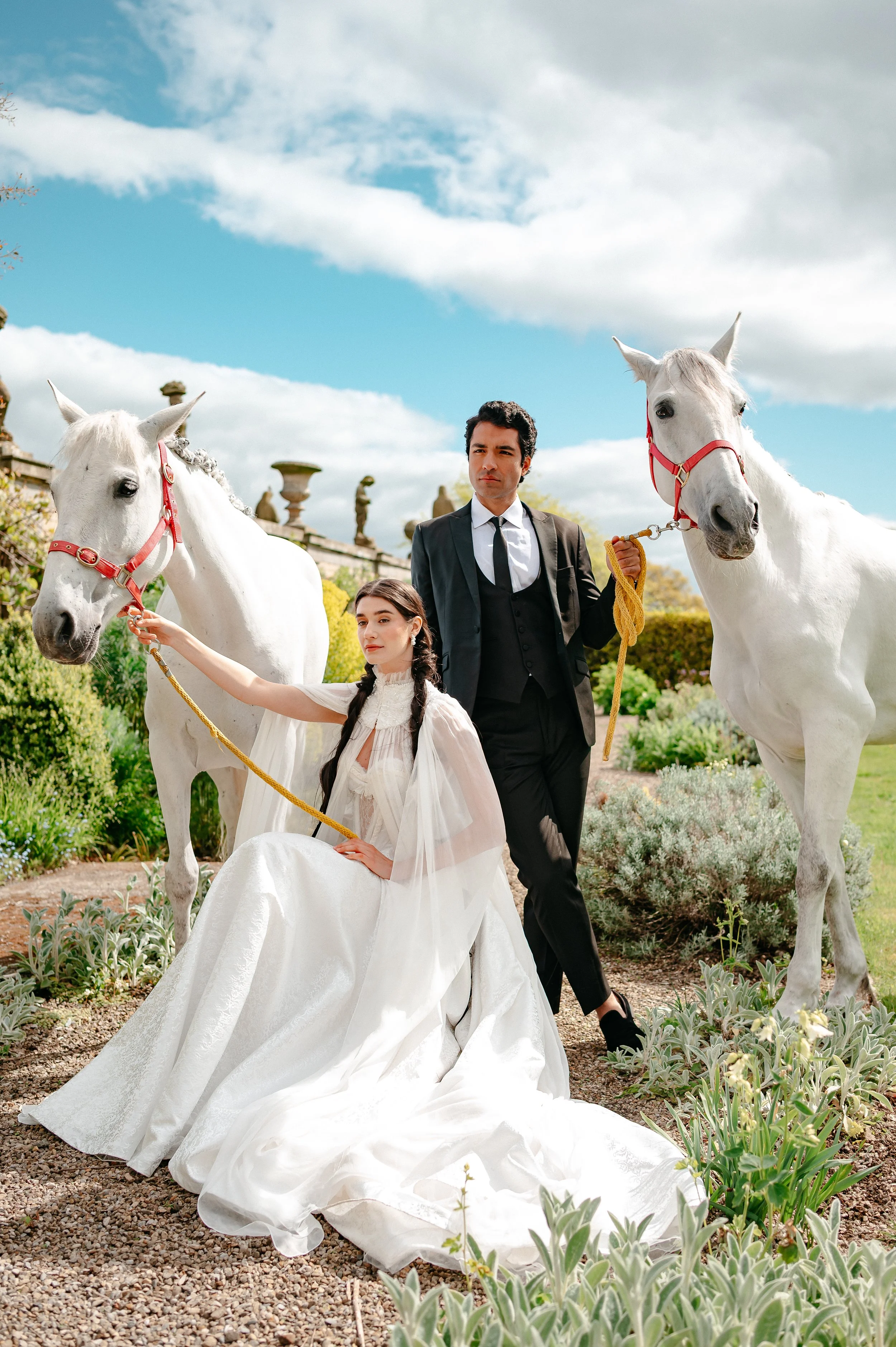 Bride & Groom with horses