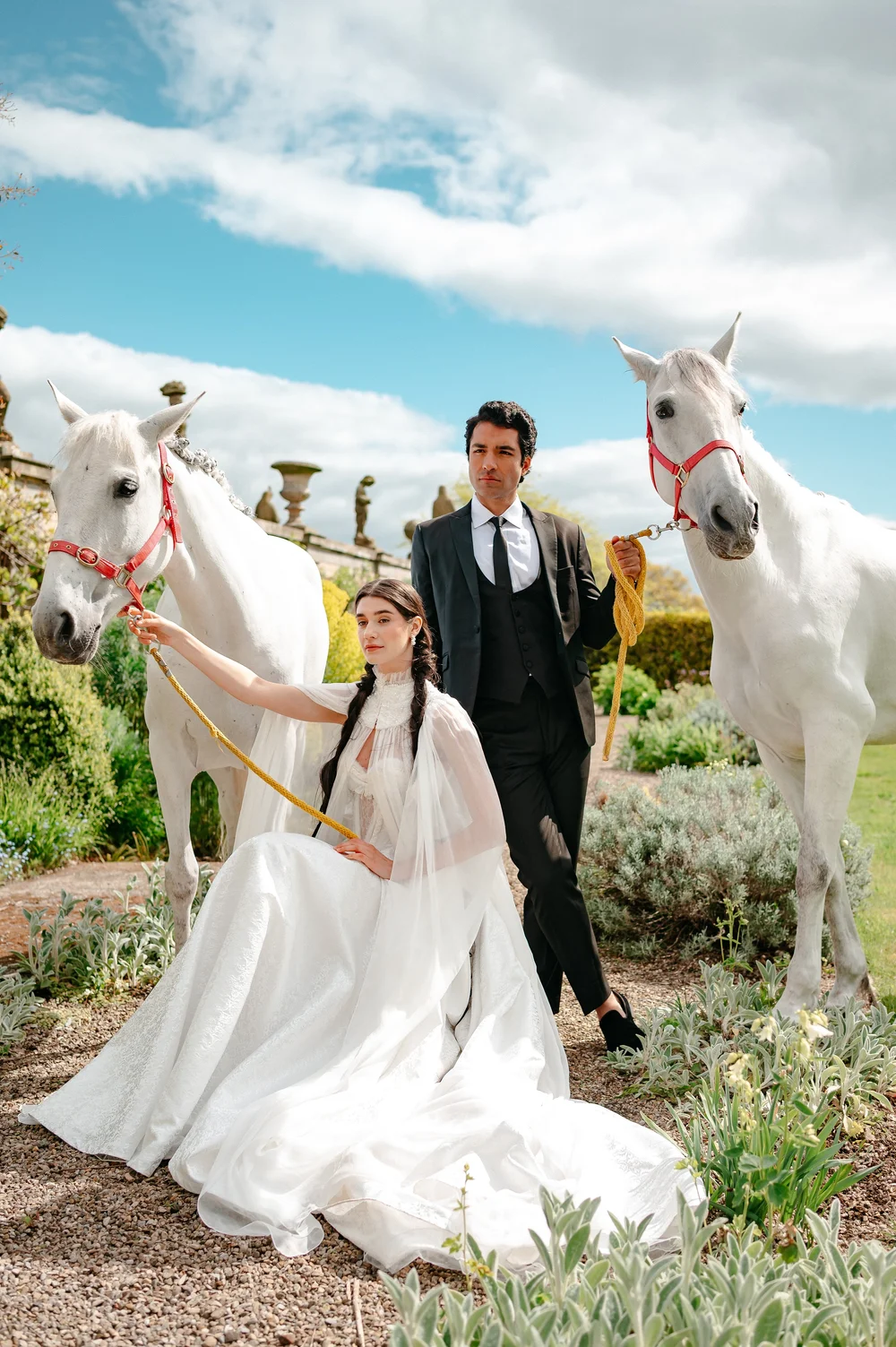 Bride & Groom with horses