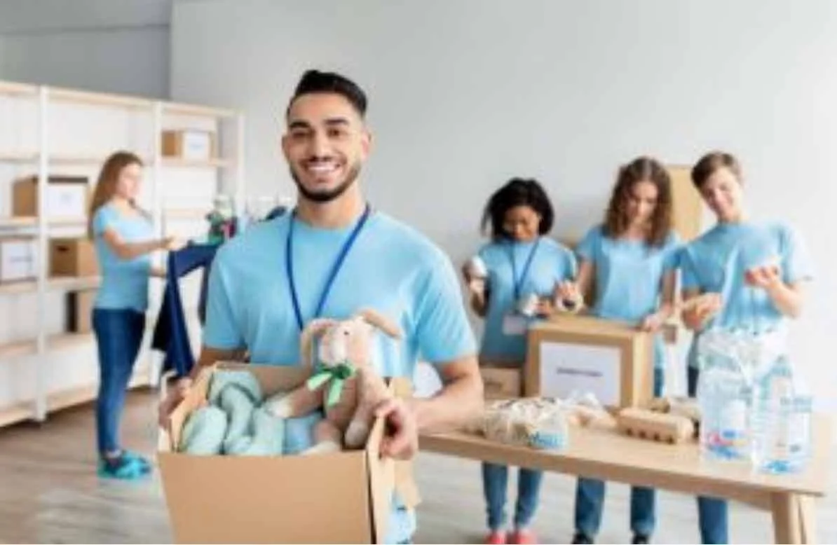 Teens put together care packages for people in need.