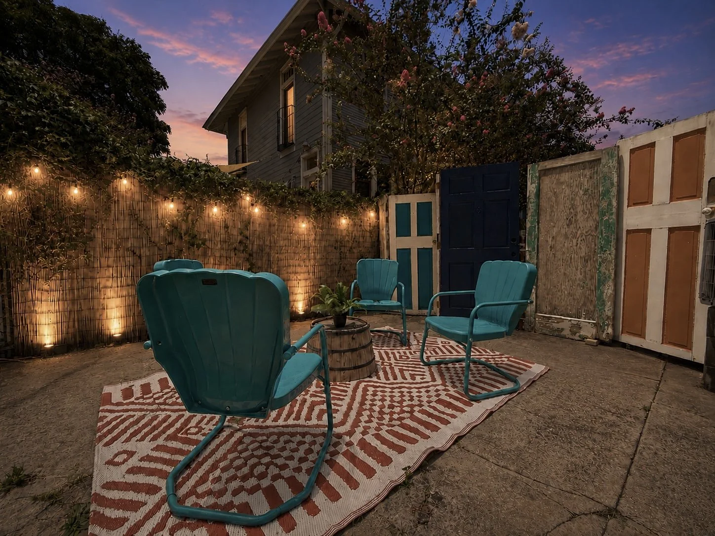 Private courtyard seating at the Mid-City Shotgun