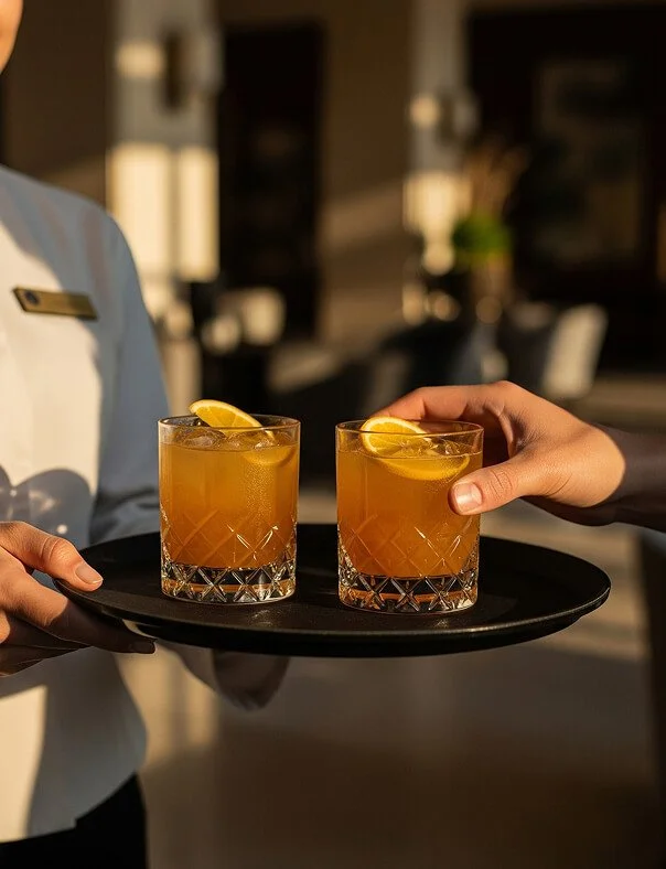 Cocktails on a tray