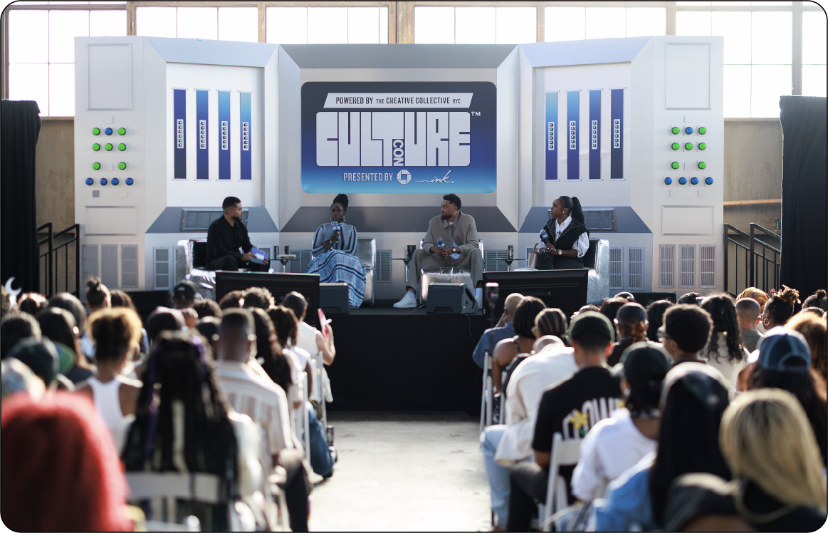 Panel conversation in front of a full audience on the Creative Business Stage
