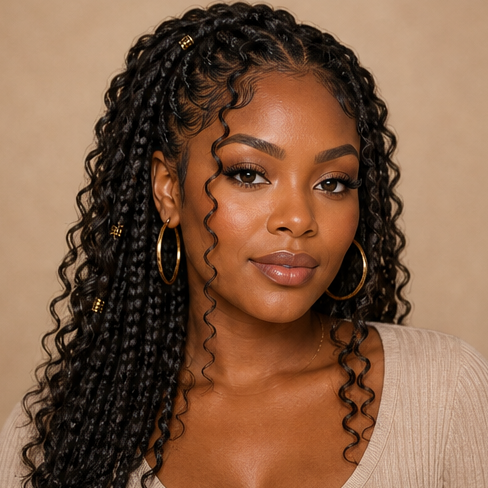 Goddess braids curly pieces