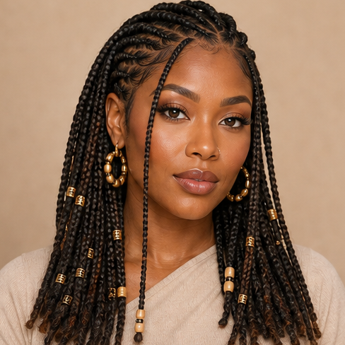 Fulani braids with beads