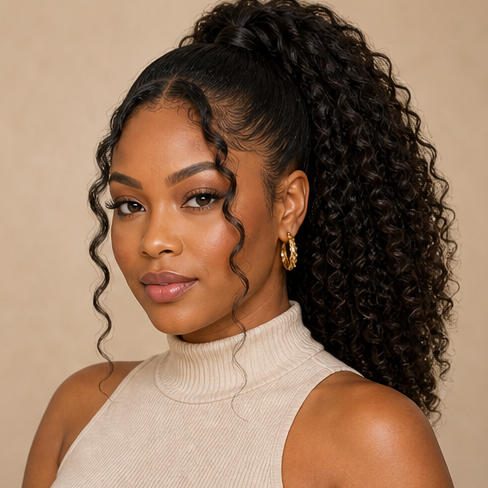 High curly ponytail