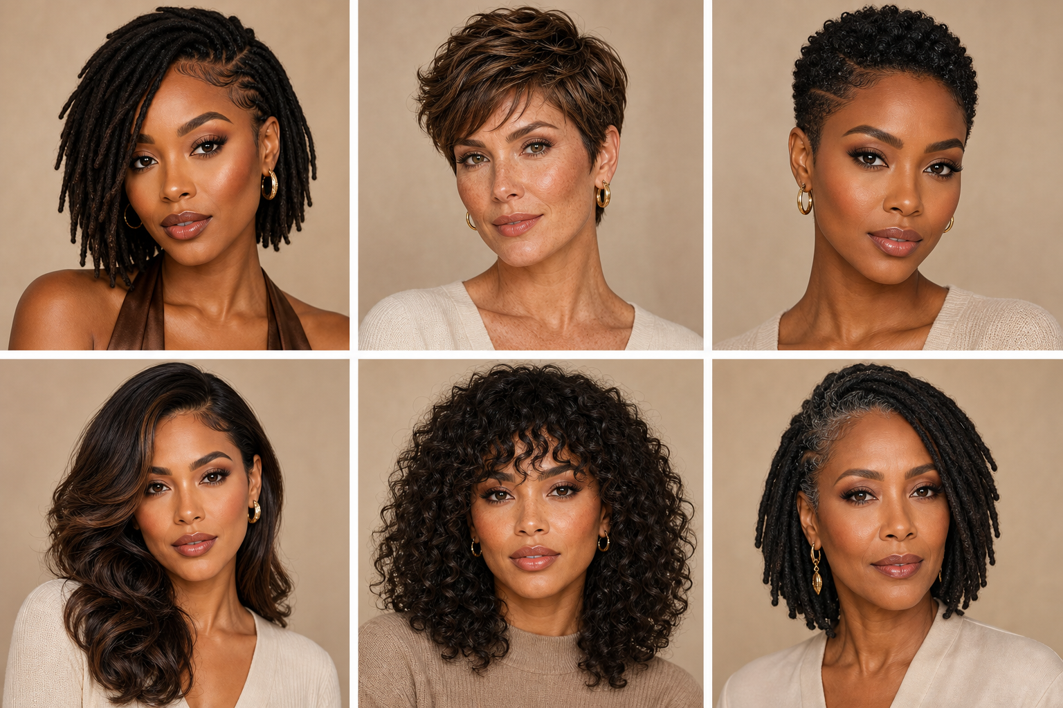 Best hairstyles for diamond face shape - style board showing cuts with bangs and chin volume that balance cheekbones