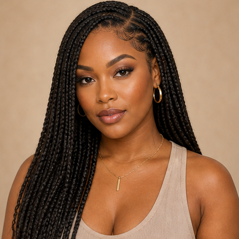 Long knotless deep side part