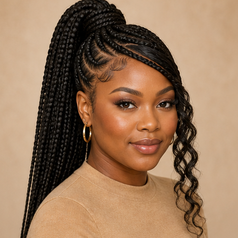 Stitch braid high ponytail swoop