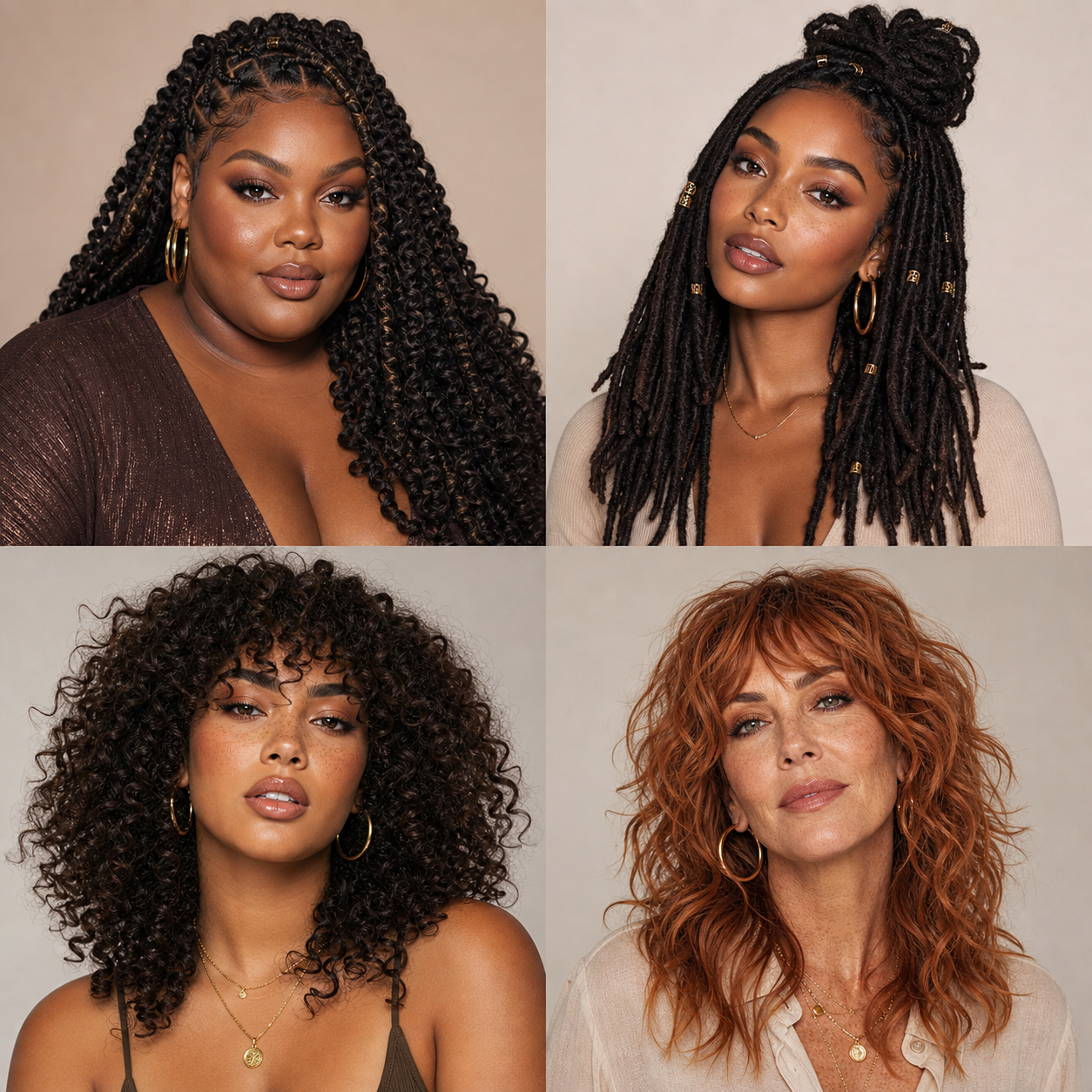 Modern editorial hairstyles for all face shapes - diverse women in flattering cuts and styles