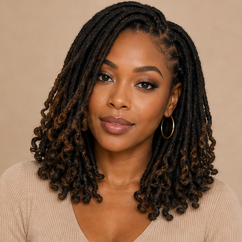 Shoulder length locs curled ends