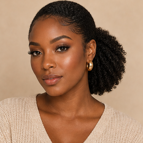 Curly slick back puff