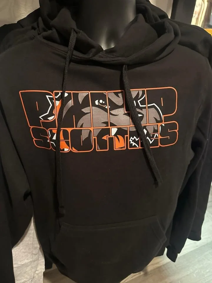 Black-and-orange school spirit hoodie