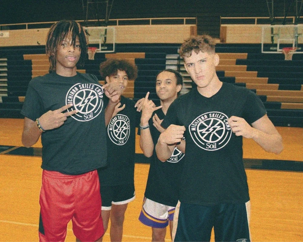 Michiana Skills Camp shirts worn by basketball players