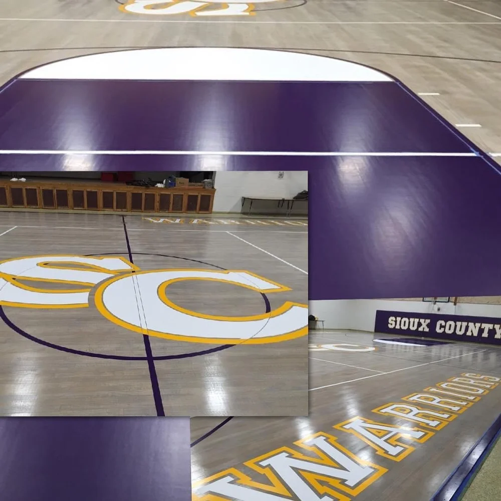Sioux County Warriors basketball court graphics