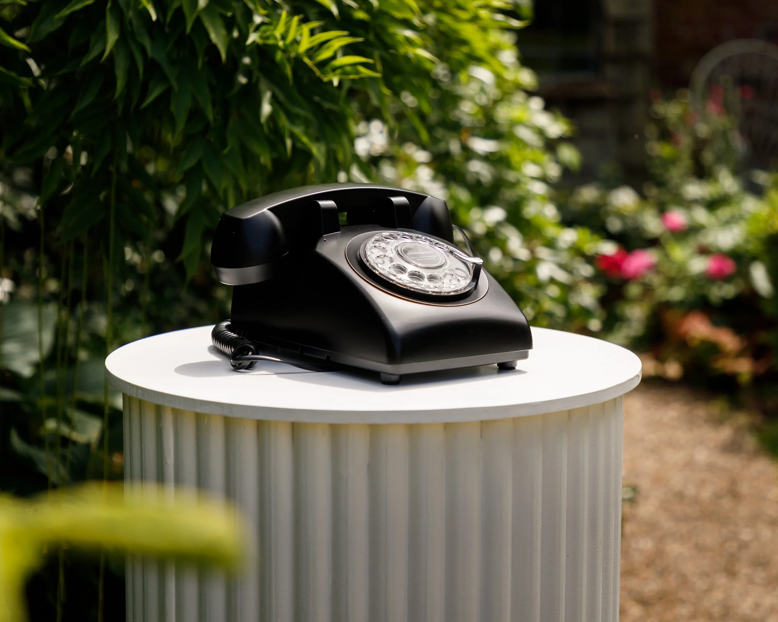 Vintage phone styled for audio guest book