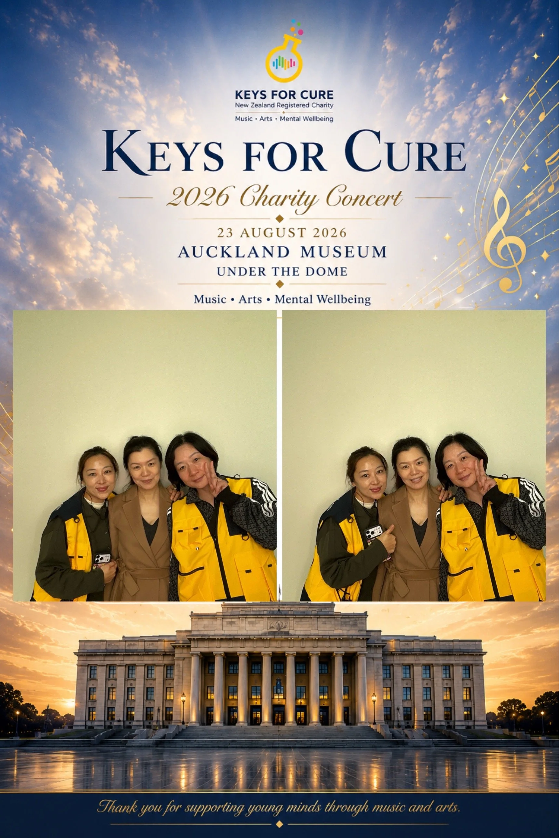 Keys for Cure branded charity concert capture
