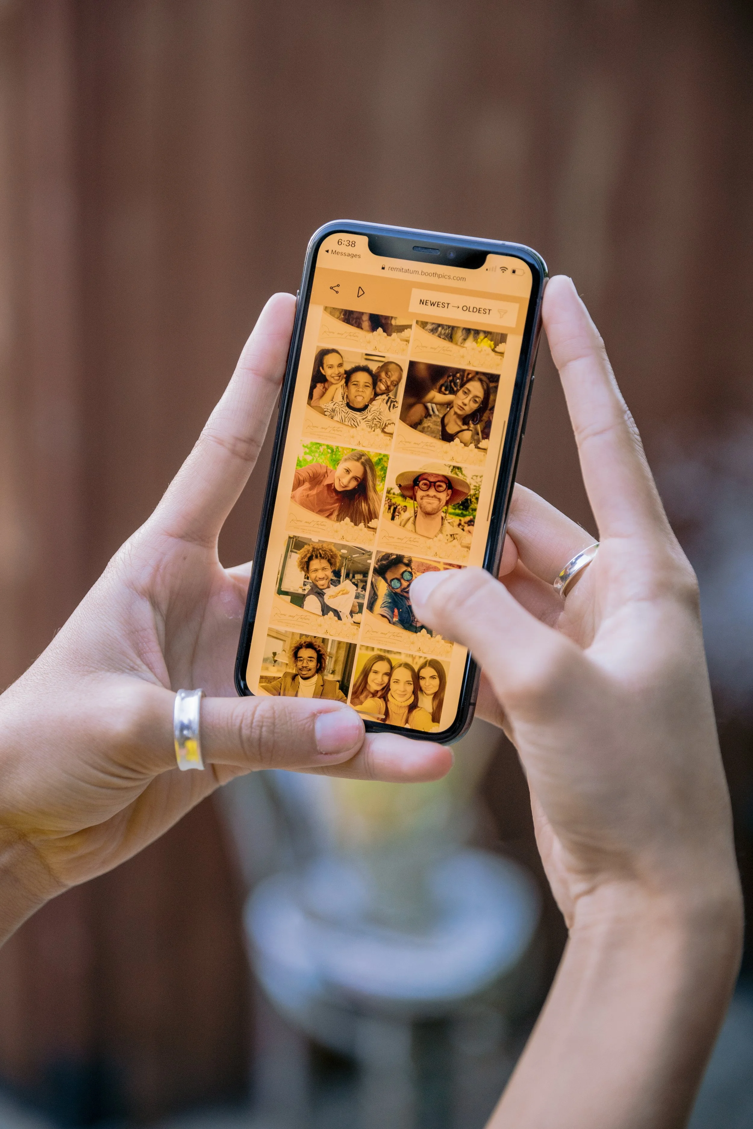 Phone screen with branded overlay
