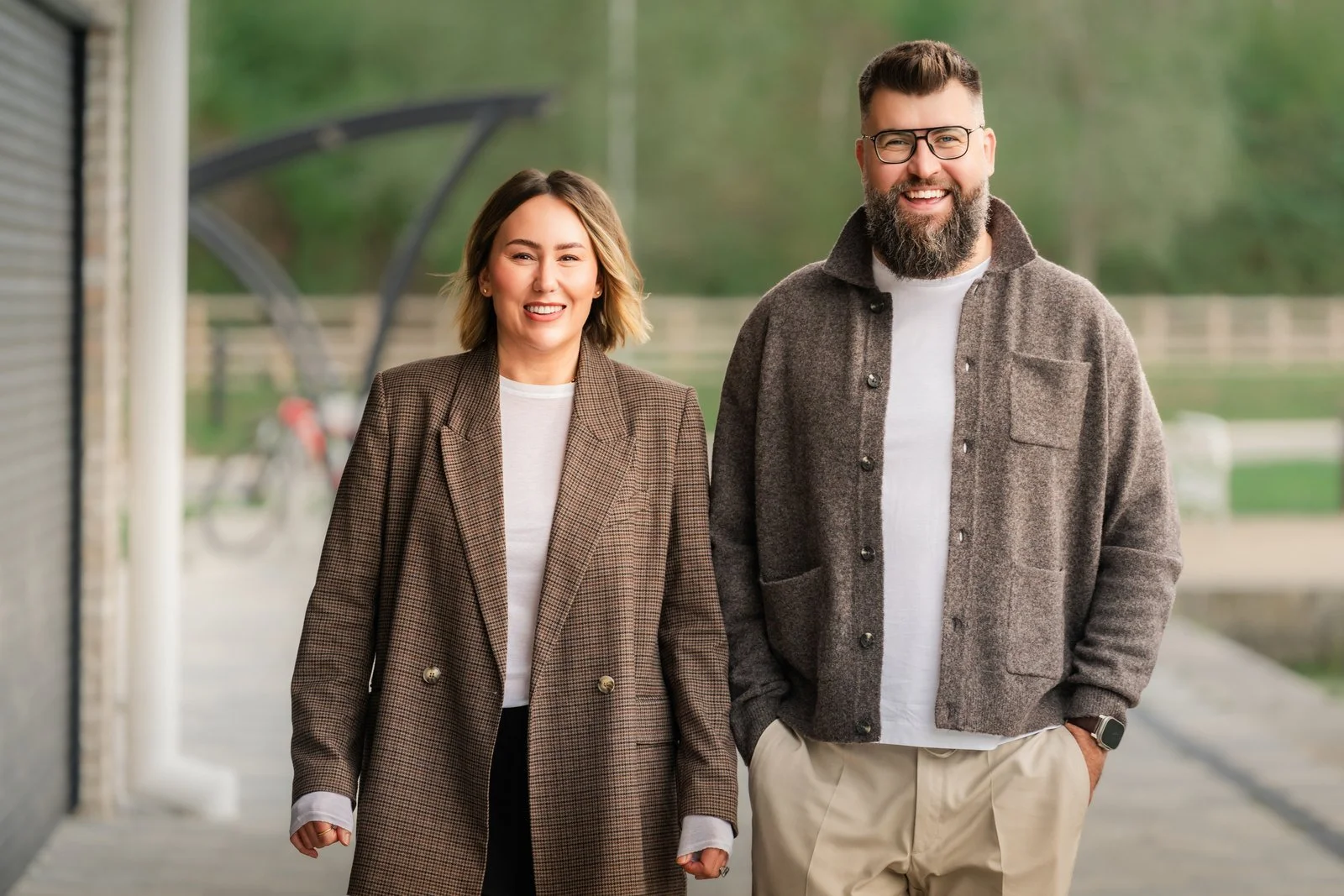 Amie Caldwell and Kristian Harris outside The Moorings
