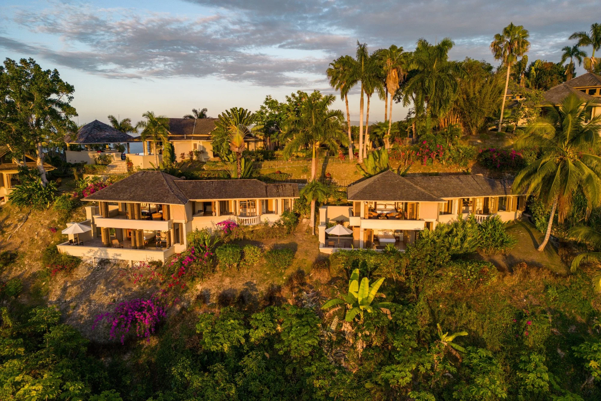 Private villas at sunset