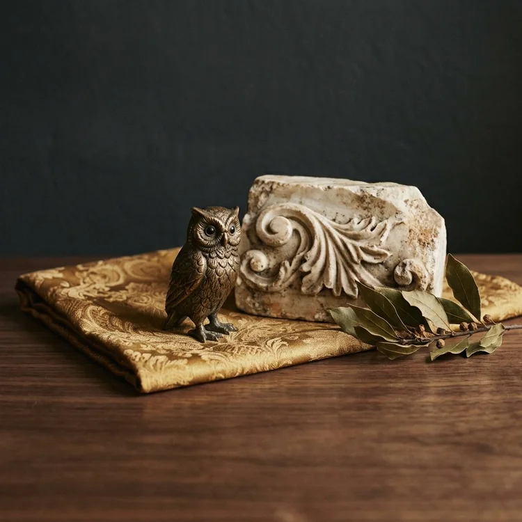 An ancient carved stone relief fragment on a map