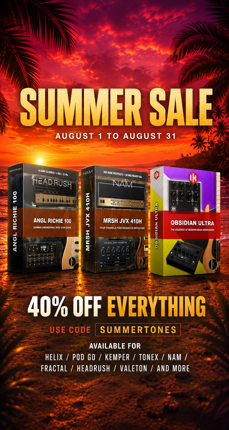 Komposition101 Summer Sale, 40% off everything, code SUMMERTONES