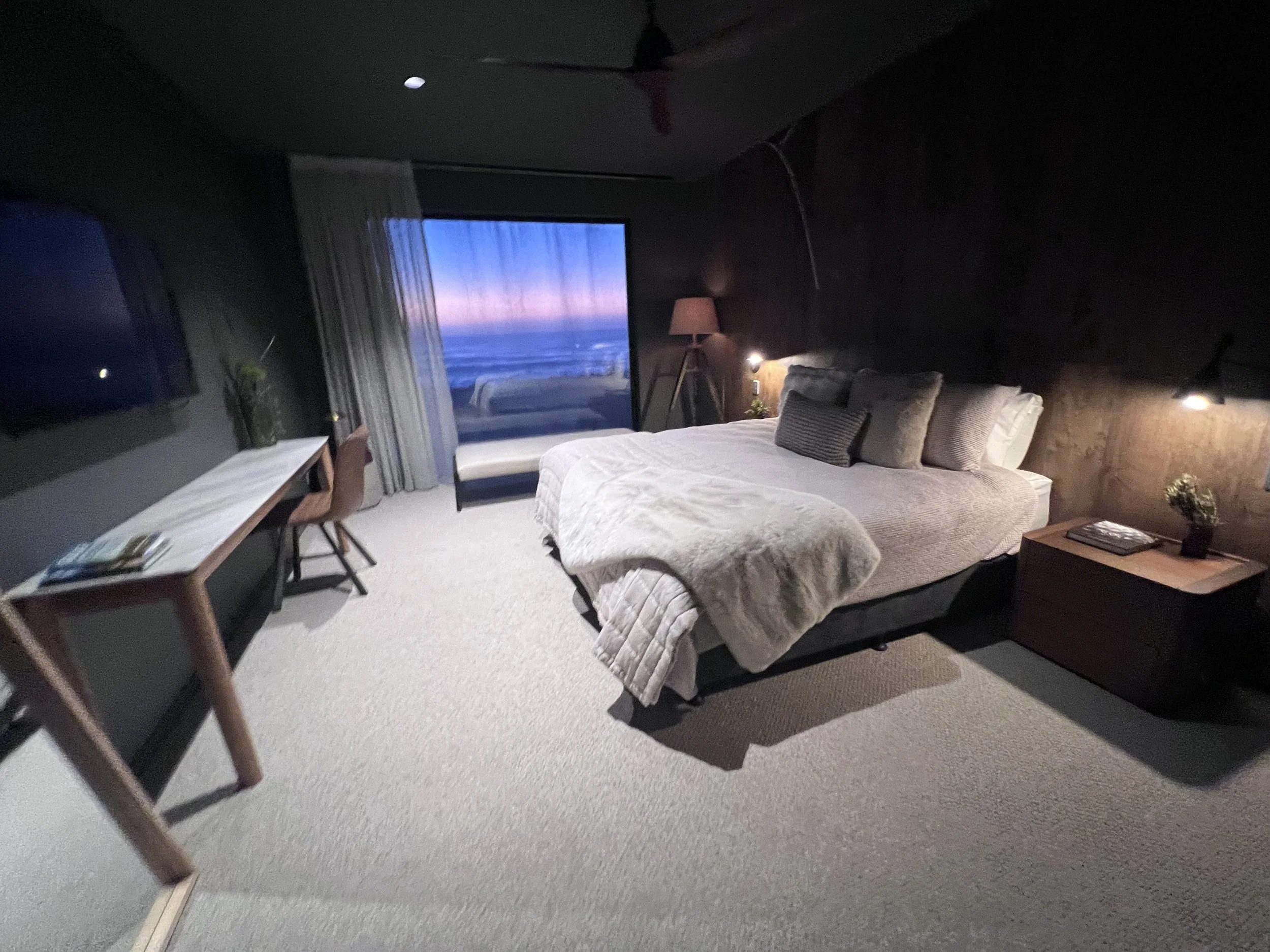 Bedroom interior with ocean view