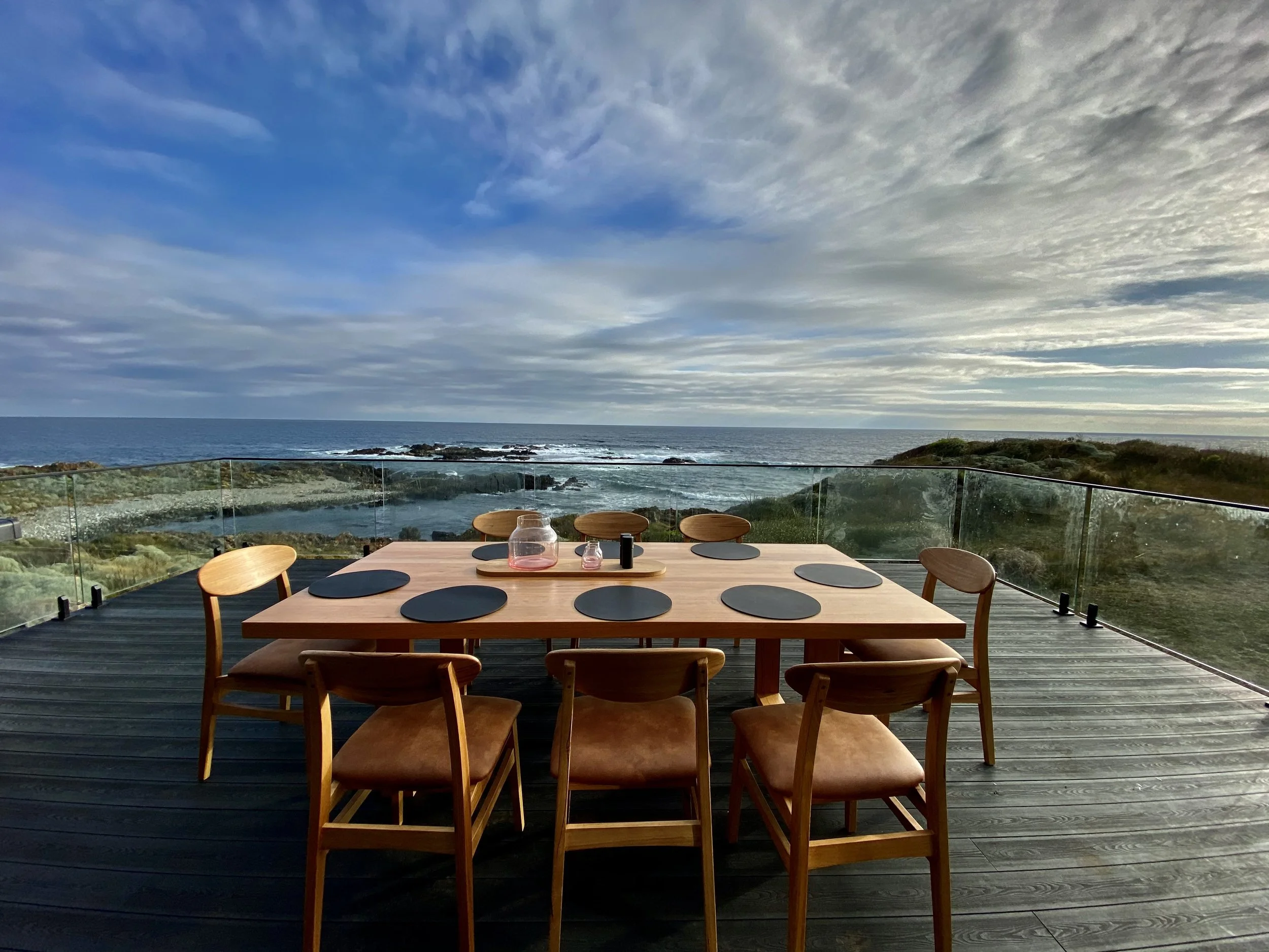 Oceanfront lodge with fairway views at sunrise