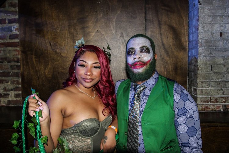 Couples Halloween costume at a Philadelphia Halloween party bar