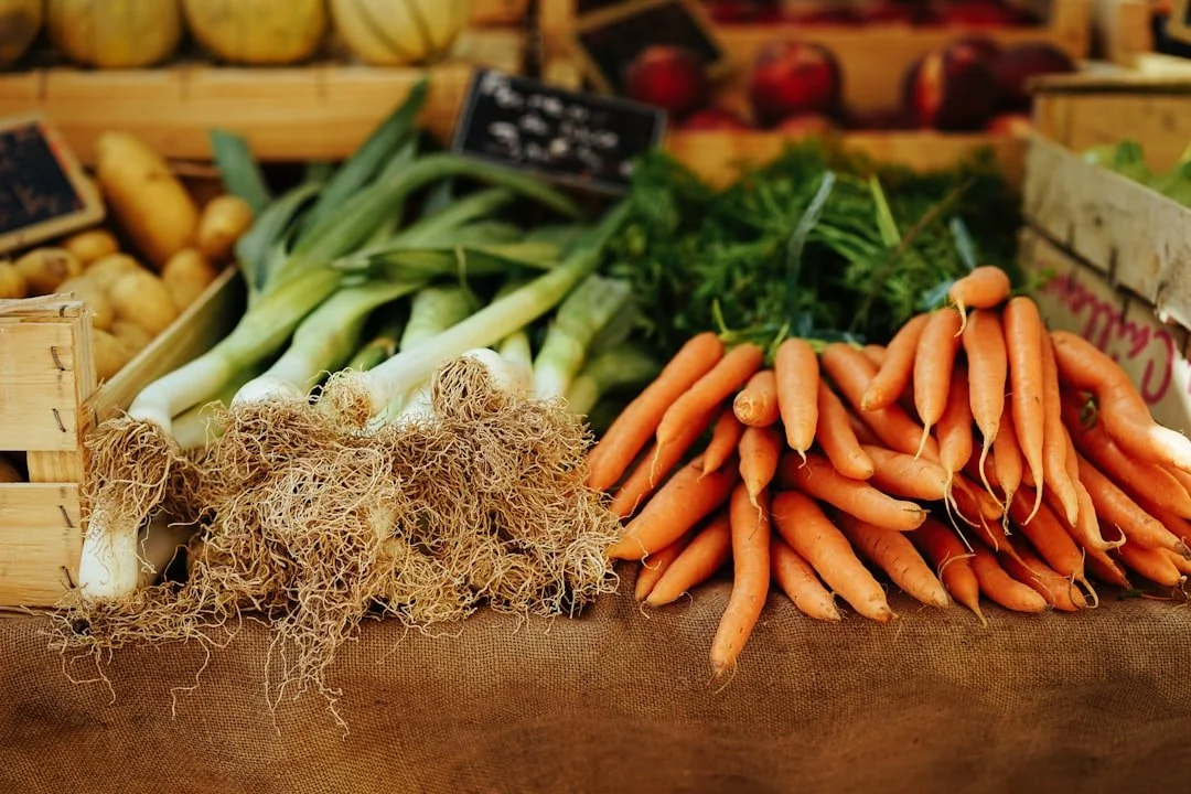 Fresh vegetables displayed on a table