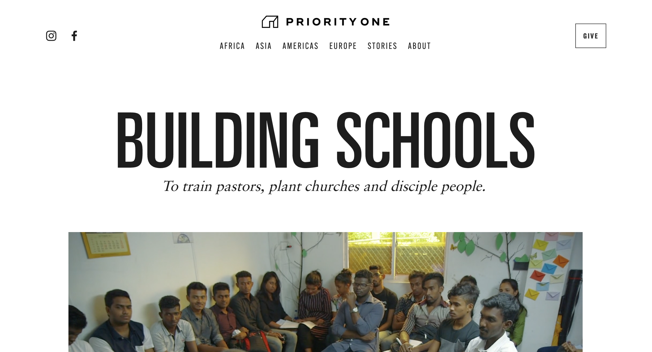Priority One Missions homepage banner