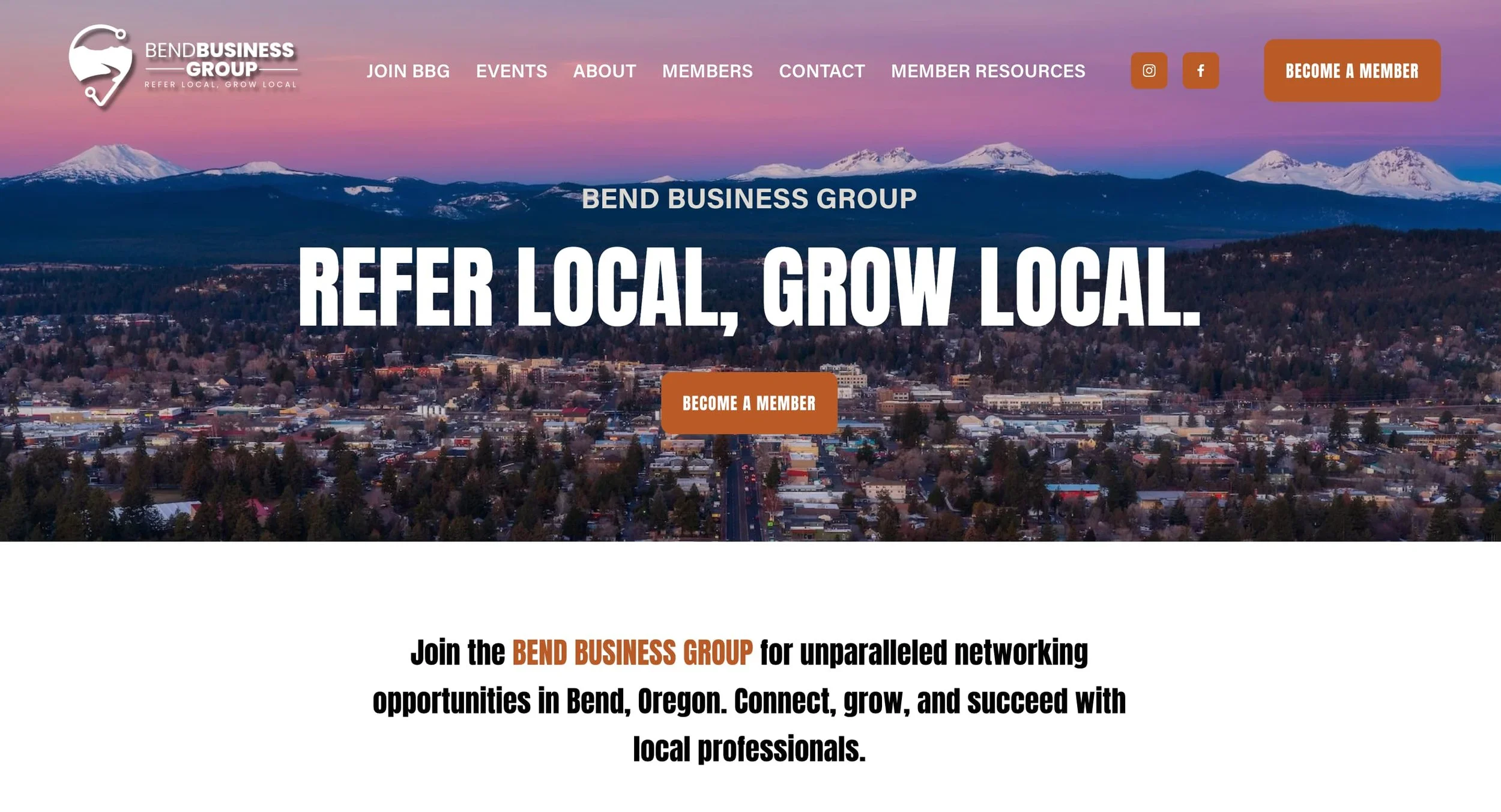 Bend Business Group homepage banner