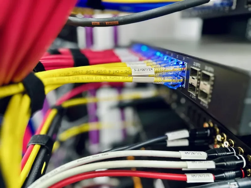 Oznaczone przewody i połączenia w instalacji domu modelowego