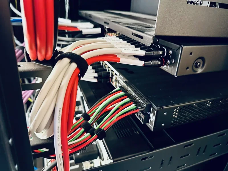 Uporządkowane połączenia urządzeń audio i automatyki w apartamencie