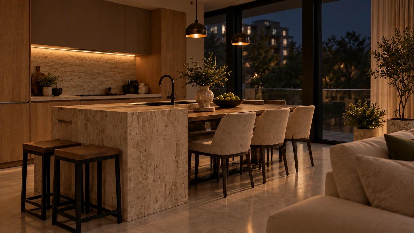 Salon ML Comfy przed zmianą sceny oświetlenia